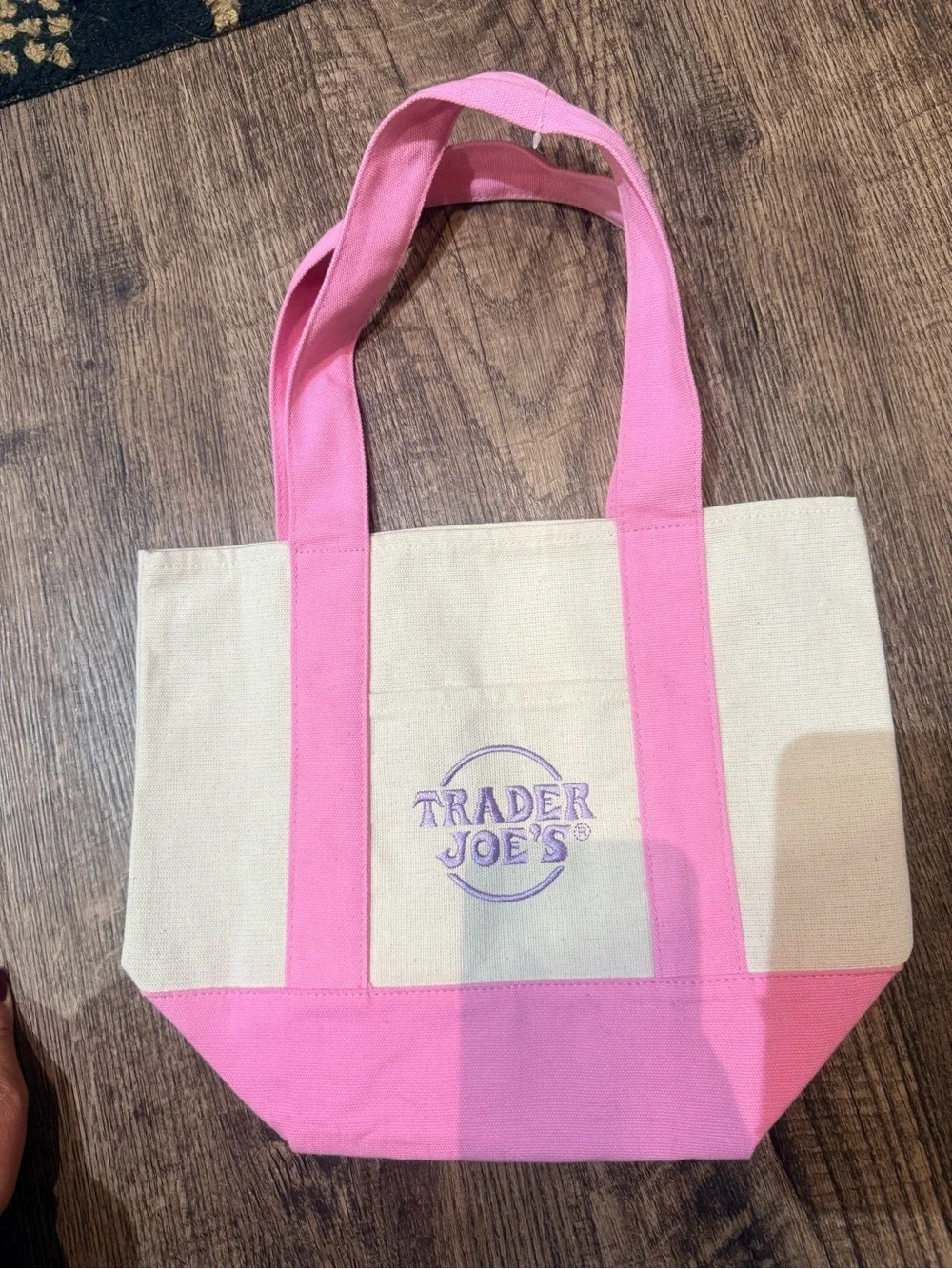 Trader Joe’s Pink & Cream mini  Canvas Tote bag